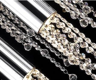 5 Lights - Hanging crystal light fixture for lobby, staircase, loft, stairwell