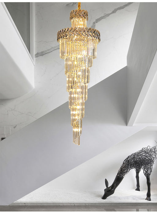 MIRODEMI® Crystal Cascade Chandelier 23.6" for Staircase, Hall, Living Room, Stairwell