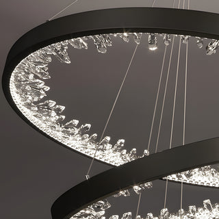 MIRODEMI Altidona | Black Rings Modern Crystal Creative Luxury Hanging Led Chandelier
