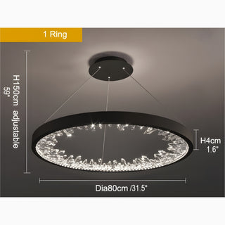MIRODEMI Altidona | Black Rings Modern Crystal Creative Luxury Hanging Led Chandelier