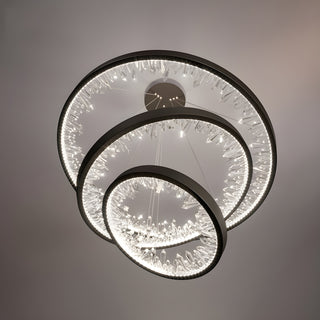 MIRODEMI Altidona | Black Rings Modern Crystal Creative Luxury Hanging Led Chandelier