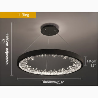 MIRODEMI Altidona | Black Rings Modern Crystal Creative Luxury Hanging Led Chandelier