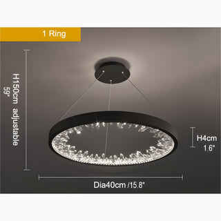 MIRODEMI Altidona | Black Rings Modern Crystal Creative Luxury Hanging Led Chandelier