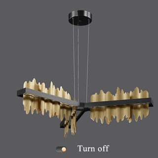 MIRODEMI® Genève | Black/Gold Long Chandelier for Kitchen