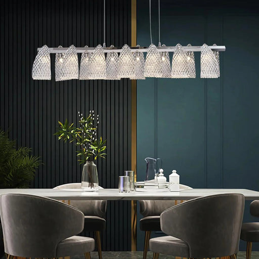 MIRODEMI® Muri bei Bern | Modern Silver Glass Light Fixture for Kitchen Island