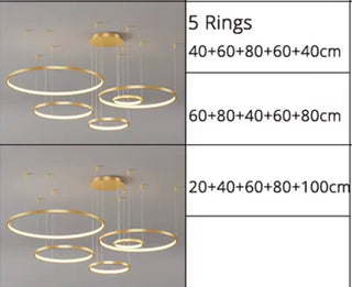 MIRODEMI® Thalwil | Stunning Gold Ring Ceiling Chandelier for Stylish Living Spaces