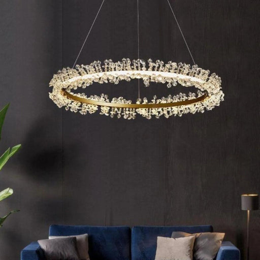 MIRODEMI Modern LED Circle Gold Crystal Chandelier for Living Room