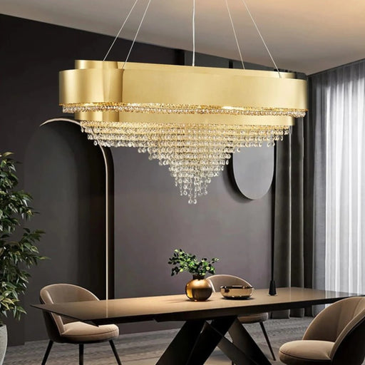 MIRODEMI® Villars-sur-Ollon | Gold Hanging Crystal Chandelier for Living Room