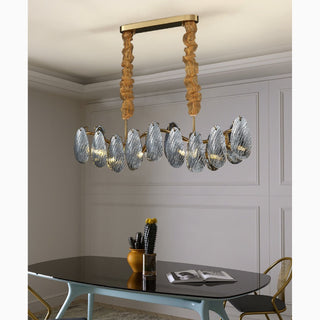 MIRODEMI Waremme Smoke gray/White Glass Rectangle Modern Chandelier For Living Room