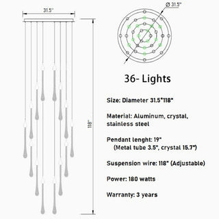 MIRODEMI® Castagniers | Staircase Gold Crystal Chandelier 36 lights