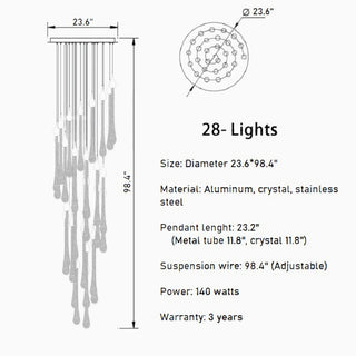 MIRODEMI® Castagniers | Staircase Gold Crystal Chandelier 28 lights spiral