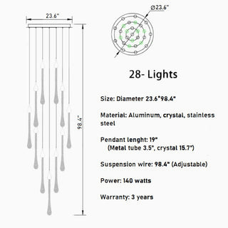 MIRODEMI® Castagniers | Staircase Gold Crystal Chandelier 28 lights
