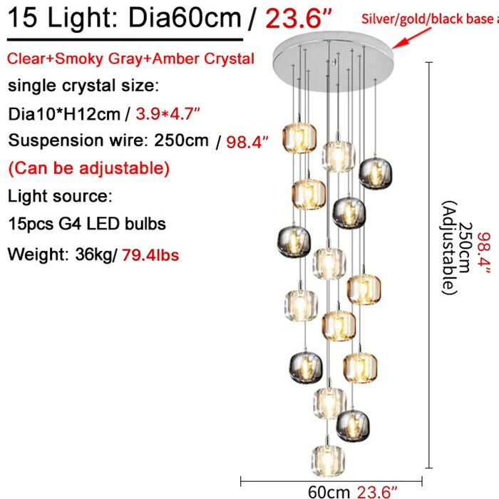 MIRODEMI® Grasse | Modern Led Crystal Hanging Light Fixtures