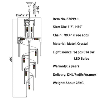 Saint-Vallier-de-Thiey | Crystal LED Cascade Long Chandelier | luxury light | Crystal Chandelier | Pendant Chandelier | LED Light