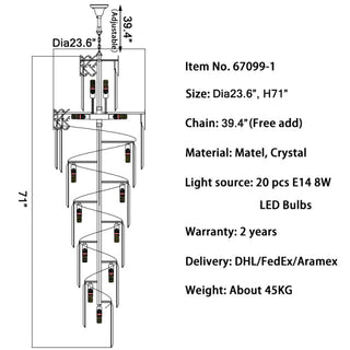 Saint-Vallier-de-Thiey | Crystal LED Cascade Long Chandelier | luxury light | Crystal Chandelier | Pendant Chandelier | LED Light