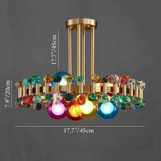 Kloten | Modern Drum Colorful Crystal Chandelier for Living Room