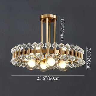 Kloten | Modern Drum Colorful Crystal Chandelier for Living Room