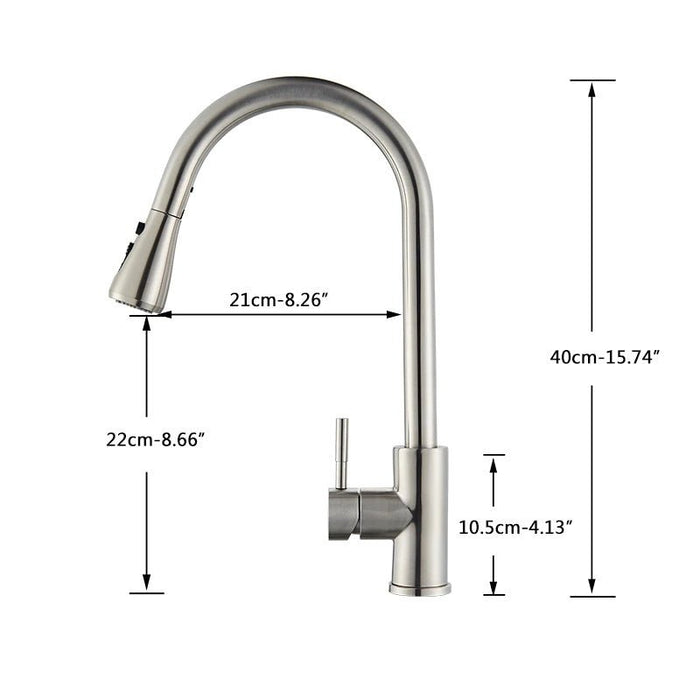 MIRODEMI® Brushed Nickel/Chrome Smart Touch Kitchen Faucet Poll Out Sensor 360 Rotated