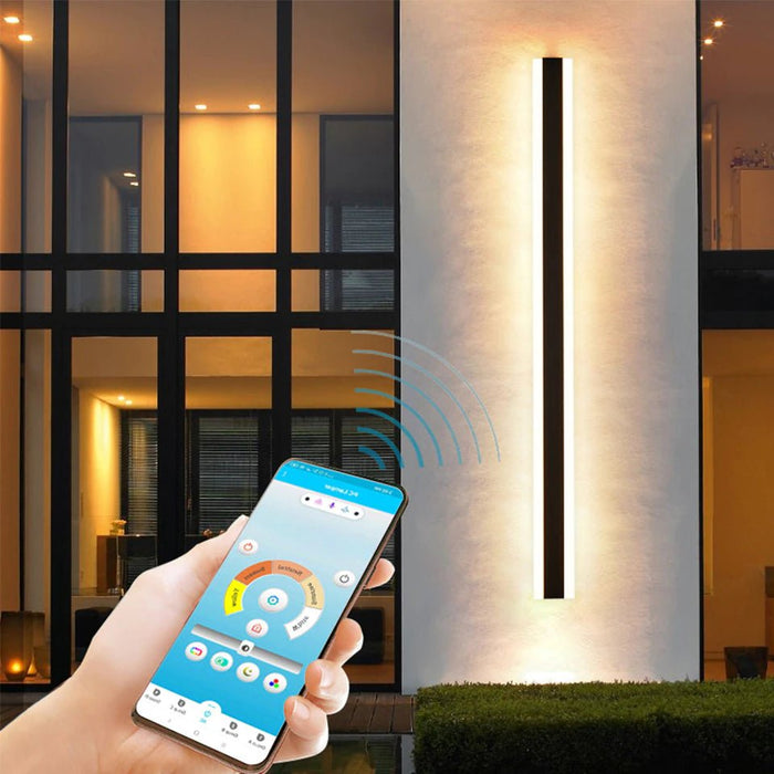 MIRODEMI® Black Outdoor Waterproof LED Wall Lamp With App Control Model image | luxury furniture | outdoor lamps | home decor