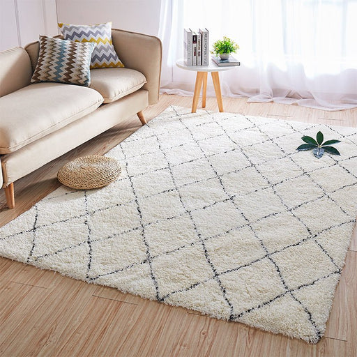 Modern White Soft Rectangle Area Carpet 3'11"х5'3" (120х160cm) / 1