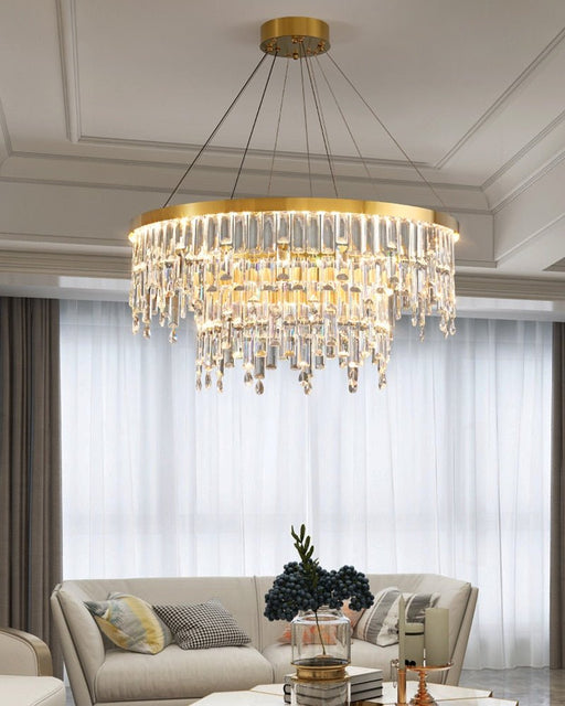 MIRODEMI® Luxury Gold Large Ring Crystal Chandelier For Hotel, Stairwell, Lobby, Staircase image | luxury lighting