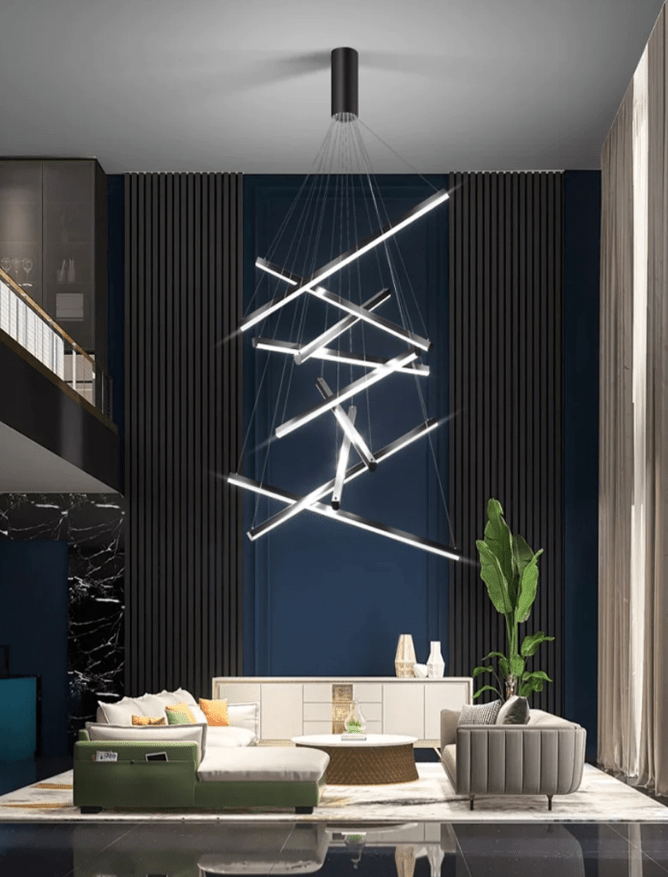MIRODEMI® Black led chandelier for living room, staircase, dining room, stairwell