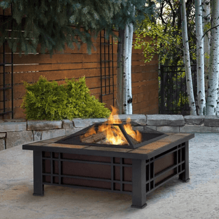 outdoor fire pits | luxury fire pits | square fire pits | fire pits with protection | glass fire pits | spark screen fire pit