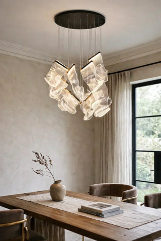 Coursegoules silk design gold pendant light for staircase living room and dining room modern luxury hanging ceiling fixture with elegant flowing design contemporary interior lighting decor