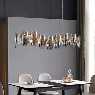 MIRODEMI Aarschot chrome wave chandelier with crystal accents over a kitchen island