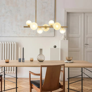MIRODEMI Ca' d'Andrea multi-head gold pearls pendant chandelier on a slim iron frame