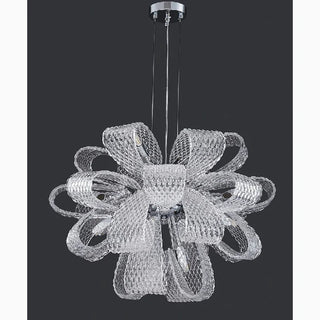 Montenotte flower-shaped glass ceiling chandelier with G9 LED bulbs in a large living room