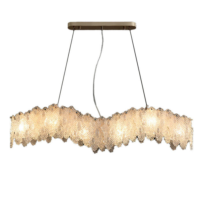 MIRODEMI® Rectangle Gold Frosted glass leaf chandelier for living room, bedroom, kitchen