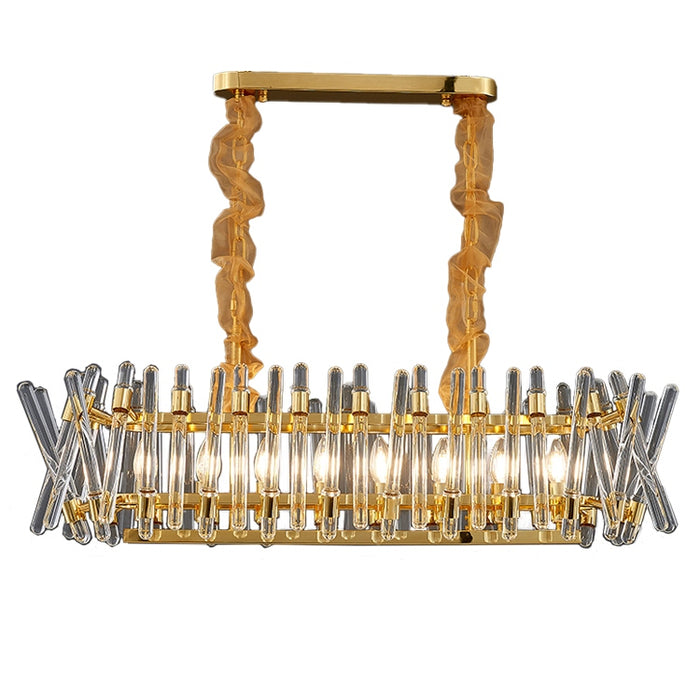 MIRODEMI® Luxury Gold Rectangle Creative Design Glass Chandelier For Dining Room