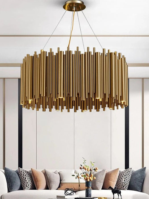 MIRODEMI® Luxury Drum Gold Stainless Steel Chandelier for living room, dining room