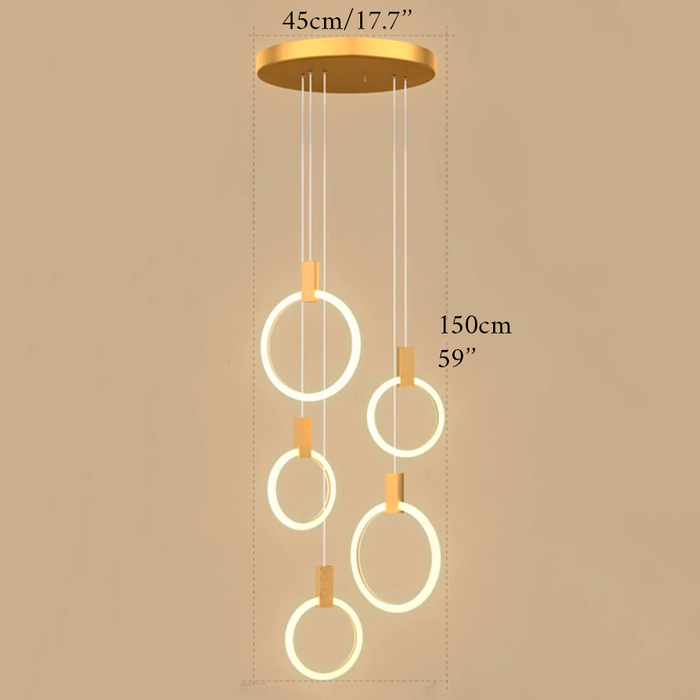 Acquasparta | Luxury Modern Pendant Gold Rings Chandelier