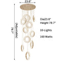 10 Lights - Hanging LED crystal lamp for staircase, lobby, living space, stairwell