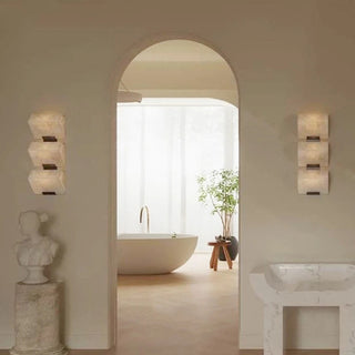 Modern marble and copper wall lamp for ambient lighting