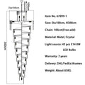 Crystal Cascade Chandelier 39.4" for Staircase, Hall, Living Room, Stairwell