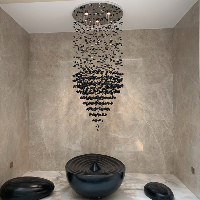 MIRODEMI® Luxury Crystal LED Chandelier with Decorative Stones for Staircase