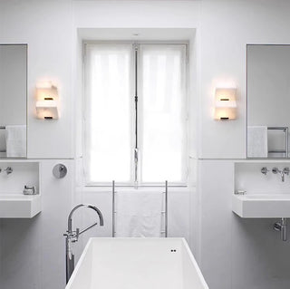 Marble wall lamp with vertical design, 5.1 to 16.9 inches tall