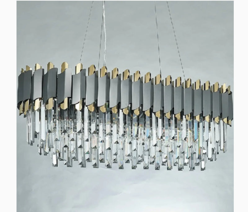 Alfianello | Creative Drum Gold/Black Crystal Hanging Lighting For Living Room