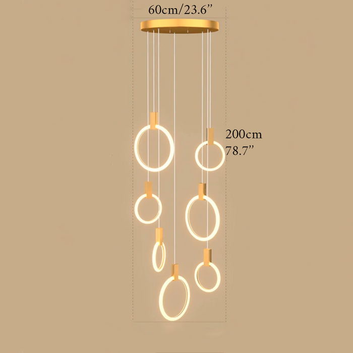 Acquasparta | Luxury Modern Pendant Gold Rings Chandelier