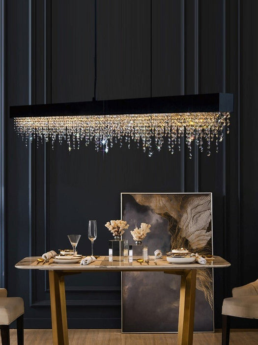 MIRODEMI® Gold/Chrome/Black Modern Rectangle Chandelier for Dining Room | S2024S