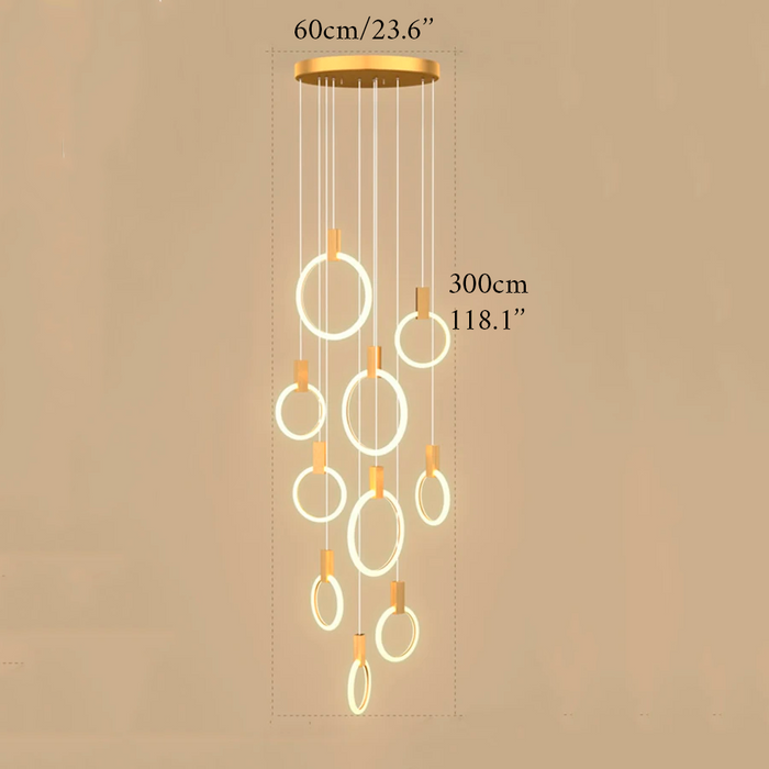 Acquasparta | Luxury Modern Pendant Gold Rings Chandelier