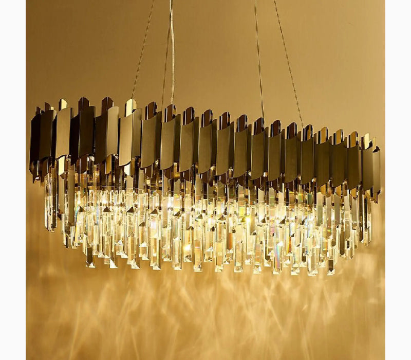 Alfianello | Creative Drum Gold/Black Crystal Hanging Lighting For Living Room