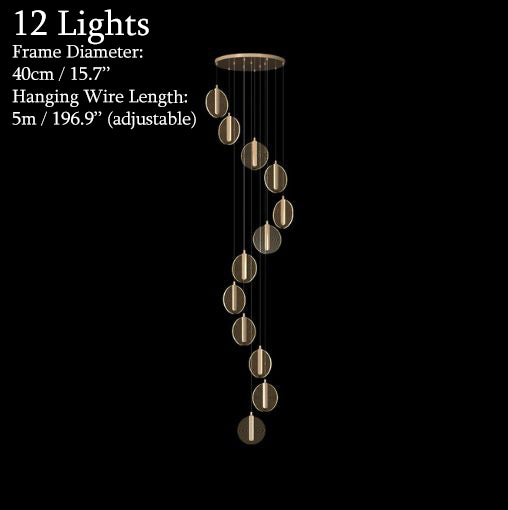 MIRODEMI® La Gaude | Elegant Gold Circles Magic Chandelier 12 heads / Warm light