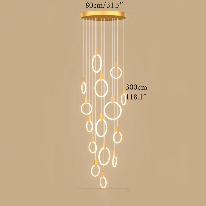 Acquasparta | Luxury Modern Pendant Gold Rings Chandelier