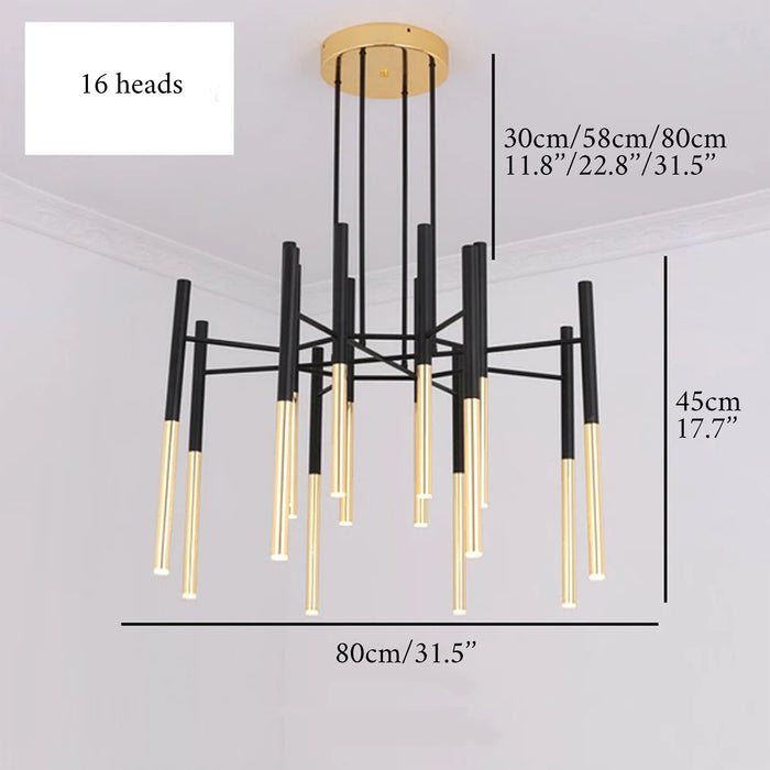 MIRODEMI® Solothurn | Strict Minimalistic Black and Gold Chandelier