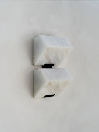 Genuine marble LED wall light with copper details