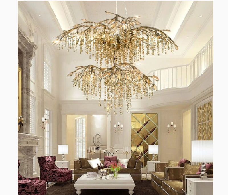 Alfiano Natta | Luxury Gold/Chrome Vintage Crystal Hanging Lamp For Living Room